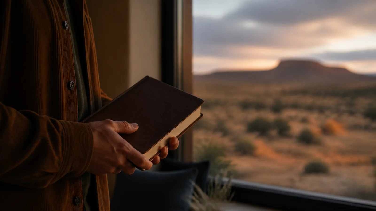 Beliefs page Bible near a desert window